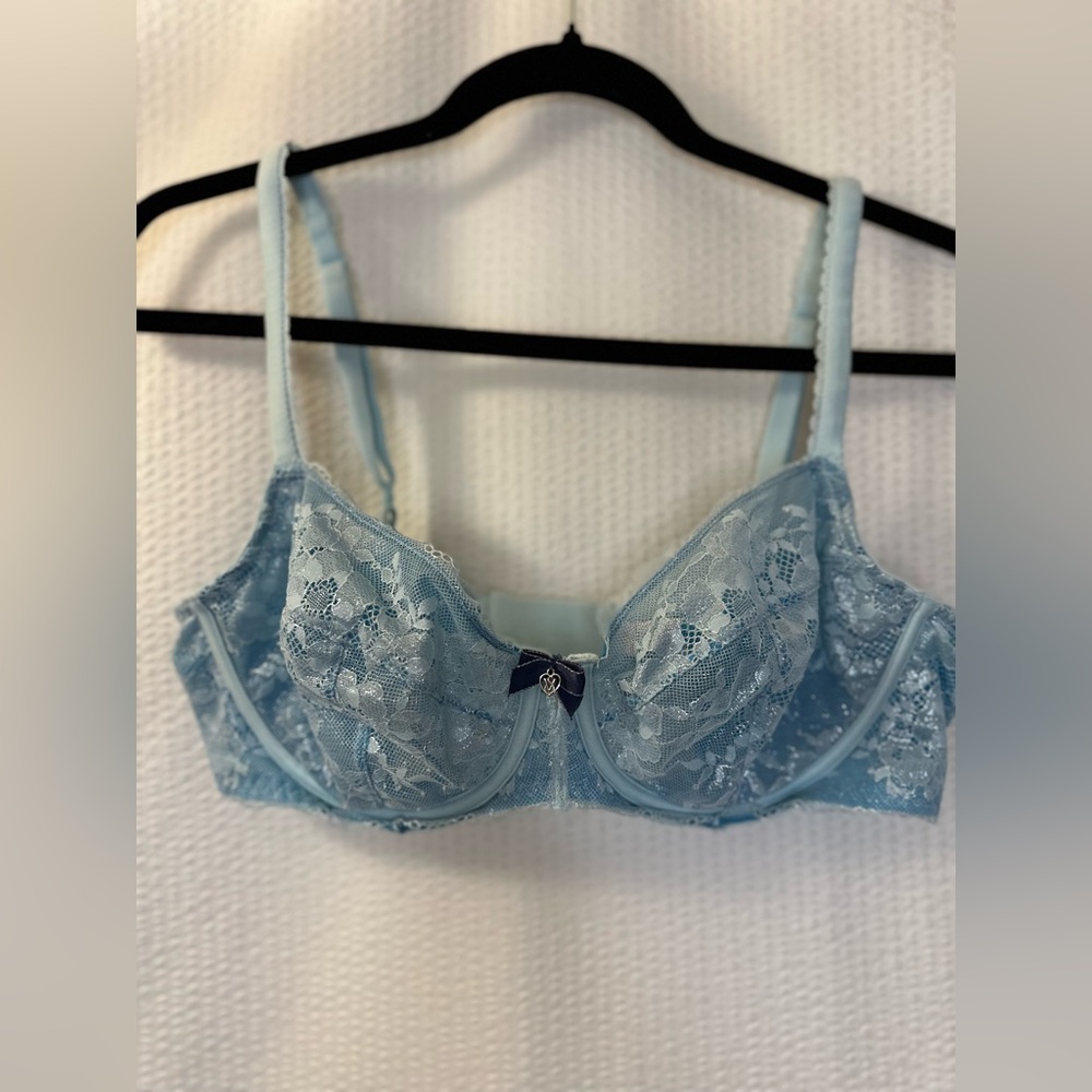 Victoria's Secret Unlined Demi Sexy Blue Lace Bra Size: 38C